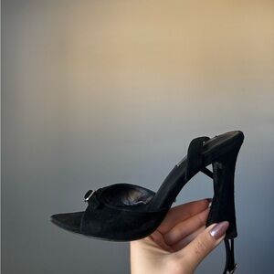 Tony Bianco black suede open toed heels WITH BOX